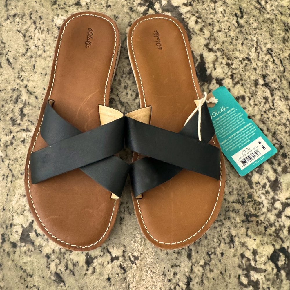 Black olukai sandal never worn